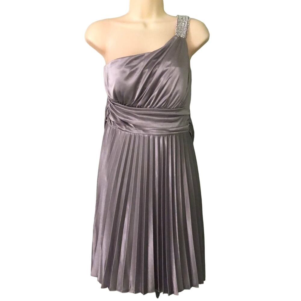 Speechless Liquid Silver Grecian Pleated Knit Dress Juniors Size Medium Party